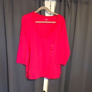 NWT Relativity Women's Bright Pink Pajama/Lounge Top Cozy Soft Layered Look XL‎